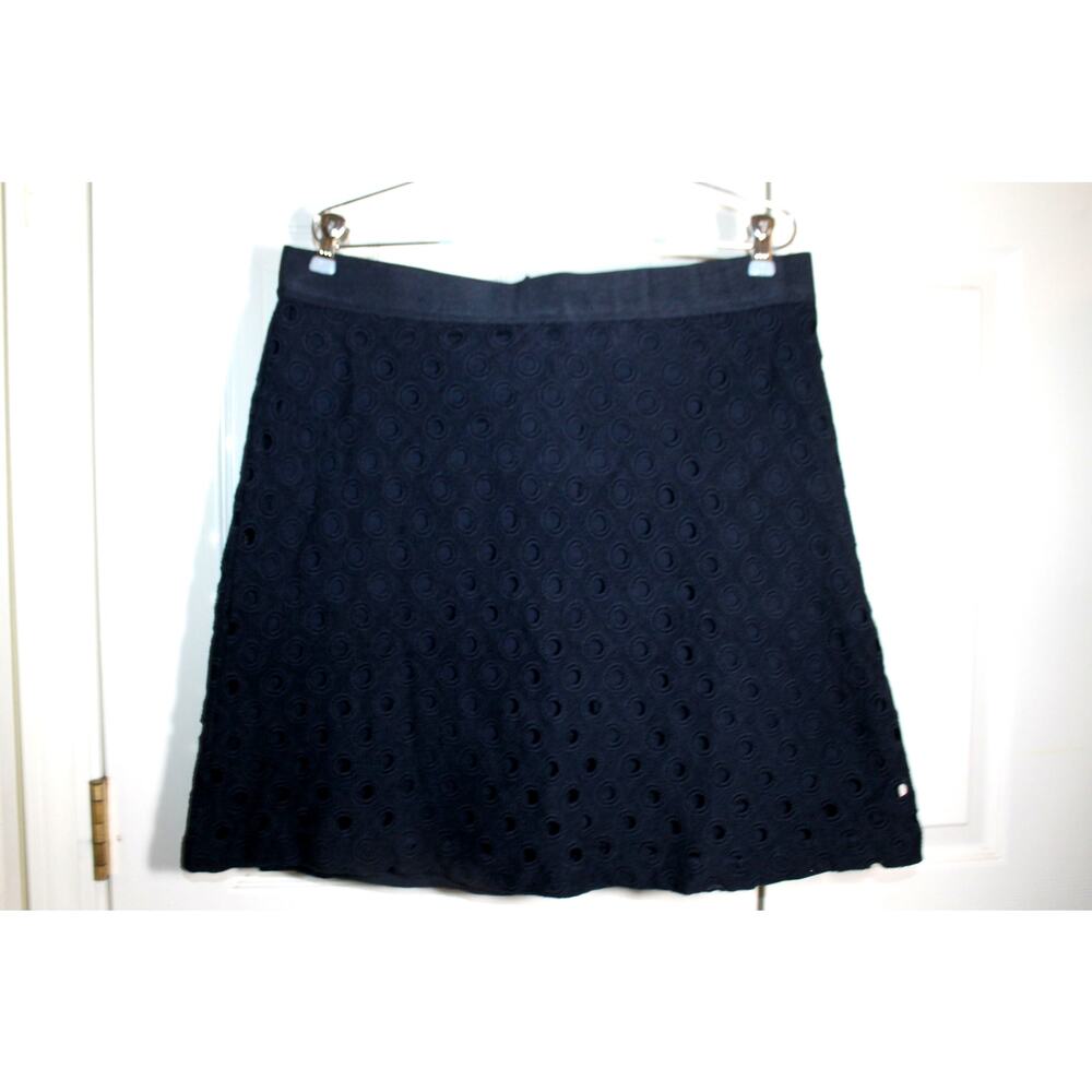 Land's End Radiant Navy Eyelet A-Line Skirt sz 14 Petite